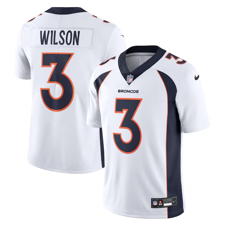 Men Denver Broncos #3 Russell Wilson Nike White Vapor Untouchable Limited NFL Jersey